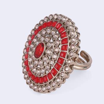 Glorious round shape gold plated adjustable finger ring for women 3