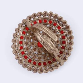 Glorious round shape gold plated adjustable finger ring for women 4