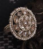 Good-looking oval shape gold plated adjustable finger ring for women