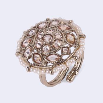 Good-looking oval shape gold plated adjustable finger ring for women 3