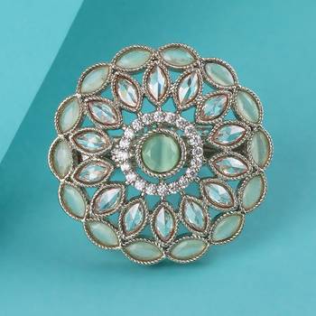 adjustable gold plated floral pattern finger ring for women 1