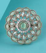 Gorgeous round and oval shape gold plated adjustable finger ring for women