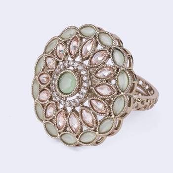 adjustable gold plated floral pattern finger ring for women 3
