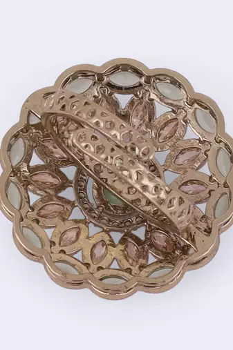 adjustable gold plated floral pattern finger ring for women
