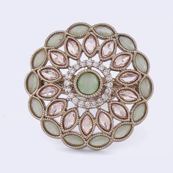adjustable gold plated floral pattern finger ring for women 5