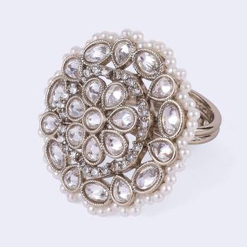Graceful round and oval shape gold plated adjustable finger ring for women 3