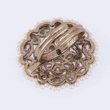 Graceful round and oval shape gold plated adjustable finger ring for women 4