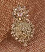 Incredible flower and kalash shape gold plated adjustable finger ring for women