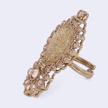 Incredible flower and kalash shape gold plated adjustable finger ring for women 3