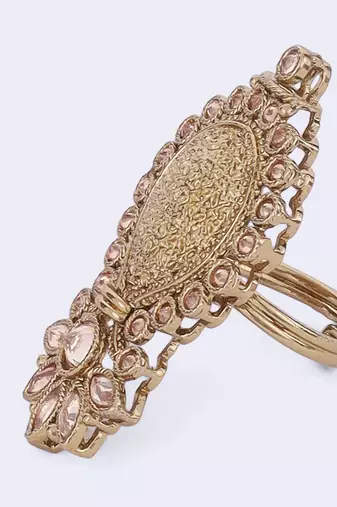 Incredible flower and kalash shape gold plated adjustable finger ring for women