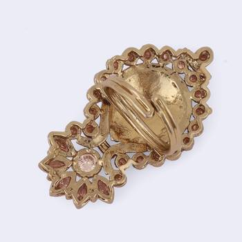 Incredible flower and kalash shape gold plated adjustable finger ring for women 4