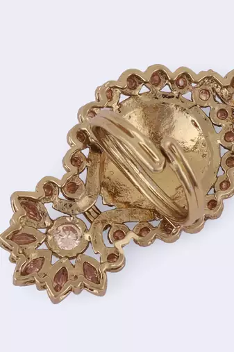Incredible flower and kalash shape gold plated adjustable finger ring for women