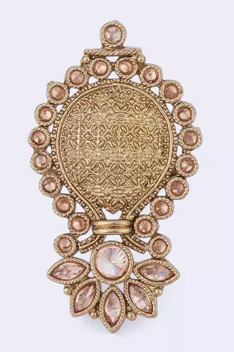 Incredible flower and kalash shape gold plated adjustable finger ring for women