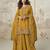 Mustard color roman simar fabric heavy embroidered palazzo dress