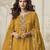 Mustard color roman simar fabric heavy embroidered palazzo dress