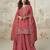 Pink color roman simar fabric heavy embroidered palazzo dress