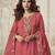 Pink color roman simar fabric heavy embroidered palazzo dress