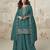 Aqua green color roman simar fabric heavy embroidered palazzo dress