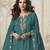 Aqua green color roman simar fabric heavy embroidered palazzo dress