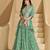 Green color ethnic georgette fabric heavy wedding reception wear ghaghra suit