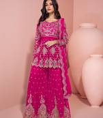Pink color heavy wedding ceremonial wear trendy sharara dress