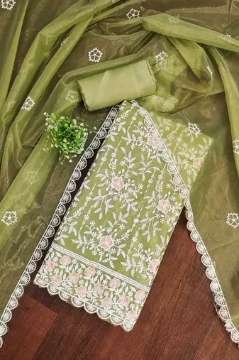 Women's pista embroidered dress material