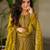 Mehendi silk fabric designer embroidery work ethnic sharara dress