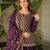 Wine color fendy silk fabric designer embroidery work ethnic sharara dress