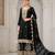 Black color chinon fabric heavy embroidered graceful partywear saree