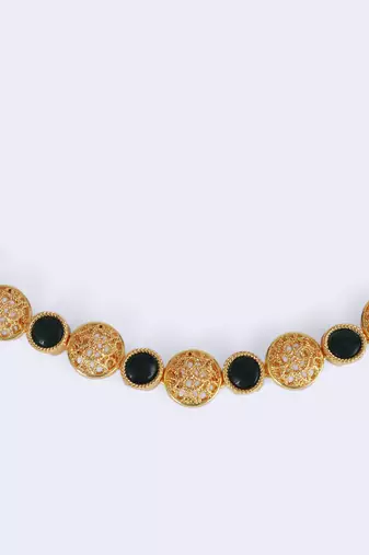 Traditional round shape filigree work gold plated choker necklace set for women