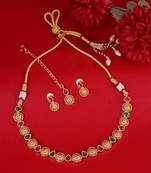 Traditional round and oval shape gold plated choker necklace set for women
