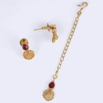 Traditional round and oval shape gold plated choker necklace set for women 5