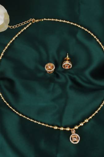 Traditional round shape golden balls gold plated choker necklace set for women
