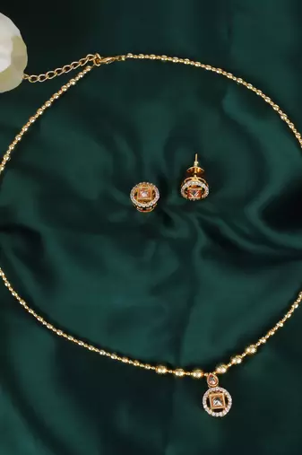 Traditional round shape golden balls gold plated choker necklace set for women