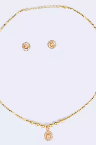 traditional gold plated choker necklace set