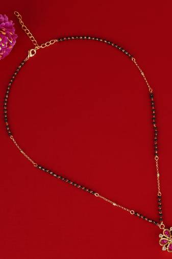 Traditional flower design black beads gold plated prncess necklace for women