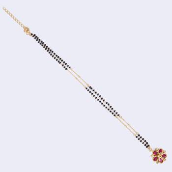 Traditional flower design black beads gold plated prncess necklace for women 5