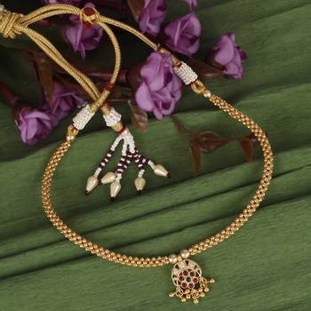 Traditional round shape golden balls guchha gold plated choker necklace for women 1