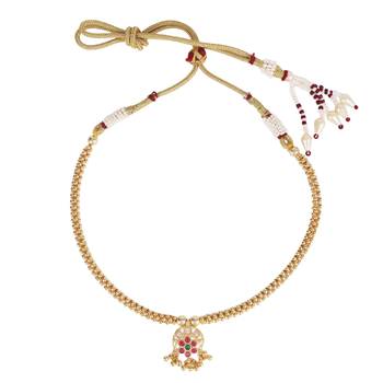 Traditional round shape golden balls guchha gold plated choker necklace for women 2