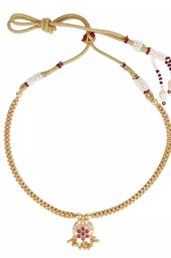 Traditional round shape golden balls guchha gold plated choker necklace for women