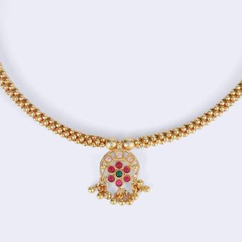 Traditional round shape golden balls guchha gold plated choker necklace for women 3