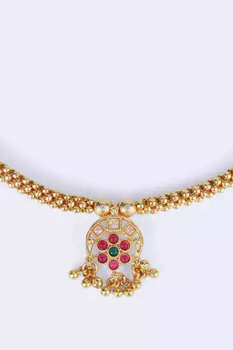 Traditional round shape golden balls guchha gold plated choker necklace for women