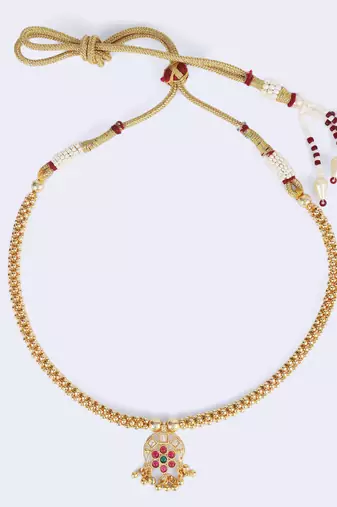 Traditional round shape golden balls guchha gold plated choker necklace for women