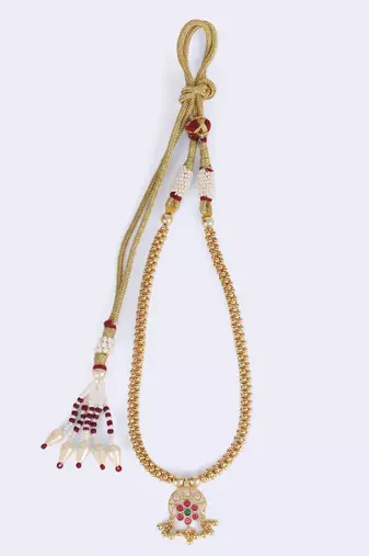 Traditional round shape golden balls guchha gold plated choker necklace for women
