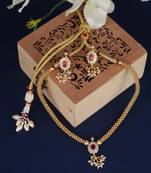 Traditional round shape golden balls latkan pearl gold plated choker necklace set for women