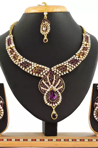 Purple designer function wear ad necklace set