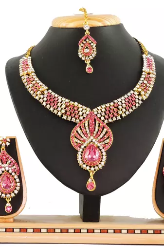 Pink designer function wear ad necklace set