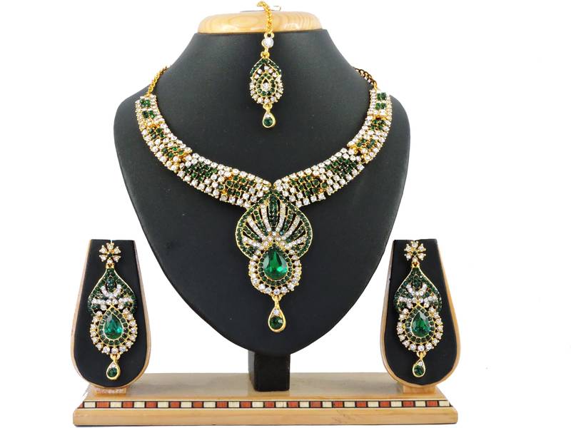 Green designer function wear ad necklace set