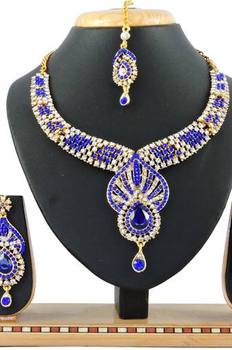 Blue designer function wear ad necklace set