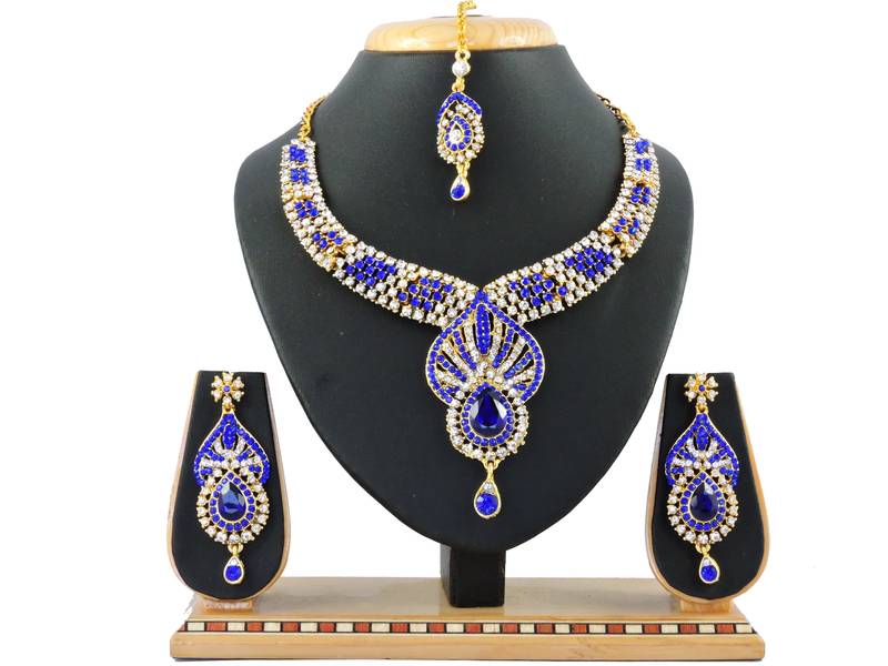 Blue designer function wear ad necklace set